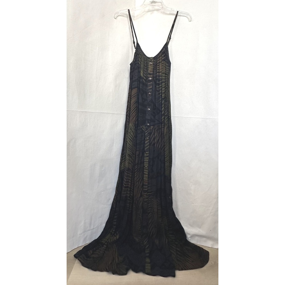 Tanoa Nu'uuli Layered Maxi Dress Whimsy Moody Green Tribal Hawaii Size S NWT